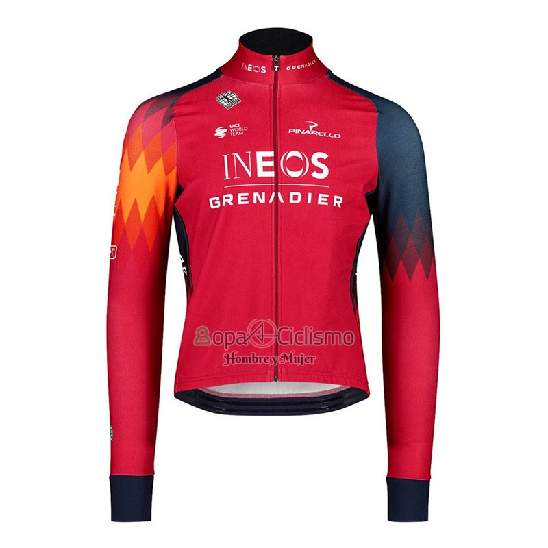 Ineos Grenadiers Ropa Ciclismo Culotte Largo 2023 Mangas Largas Rojo